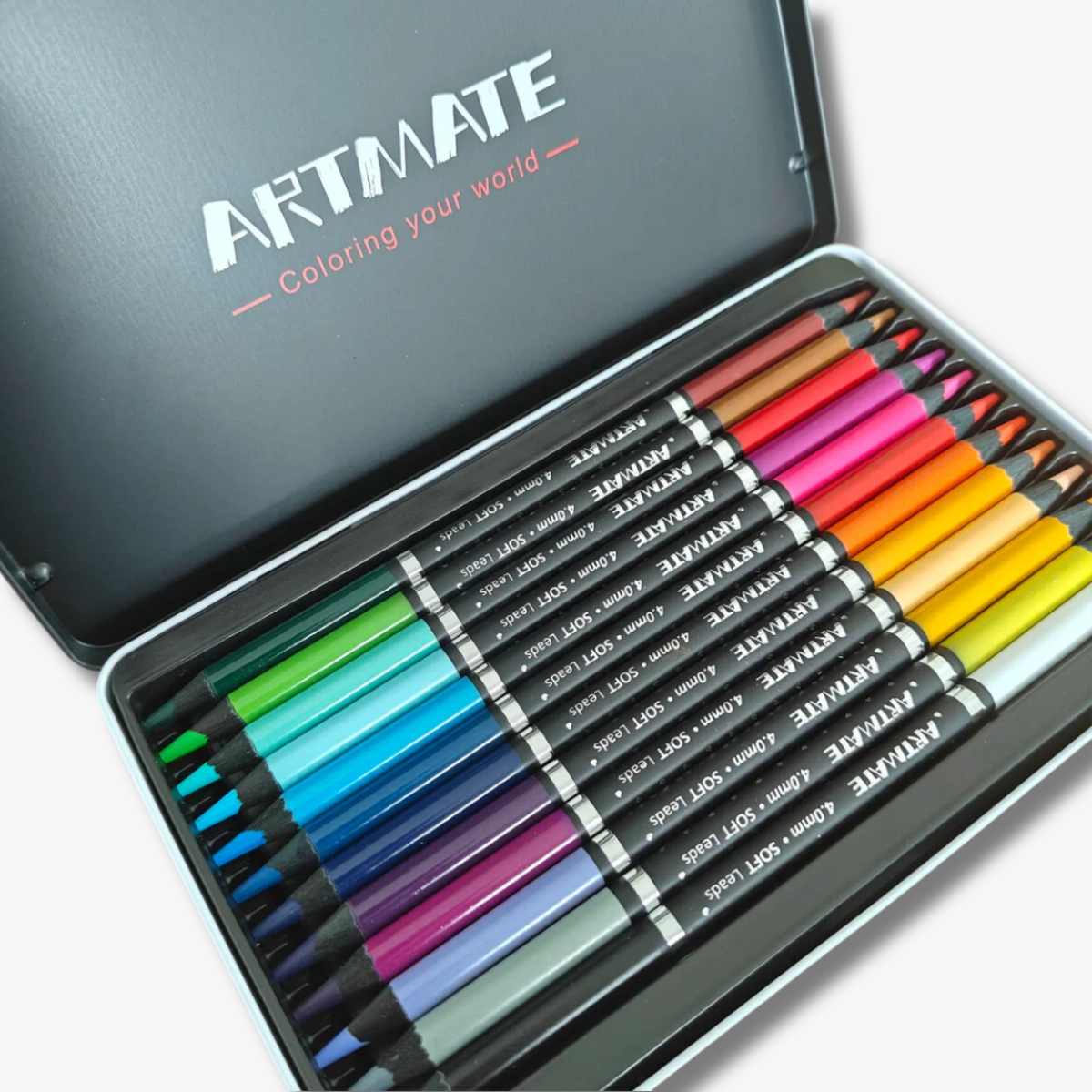 Acmeliae Color Pencil Set Tin Box 12 Pcs 24 Colors