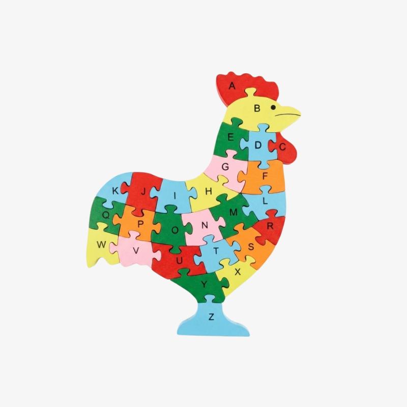 Wooden Chicken Educational Alphabet & Numbers Puzzle
