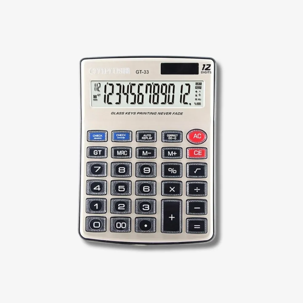 CT Plus Glass Key Series Electronic Calculator GT-33 with Battery