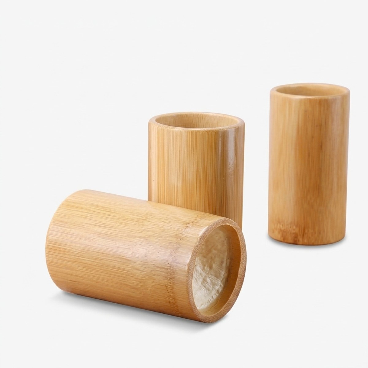 Bamboo Pen Holder Round Desk Pen Pencil Holder Stand 1 Pc
