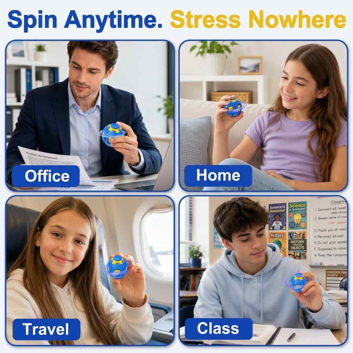 Press to Spin Fidget Ball Random Color 1 Pc