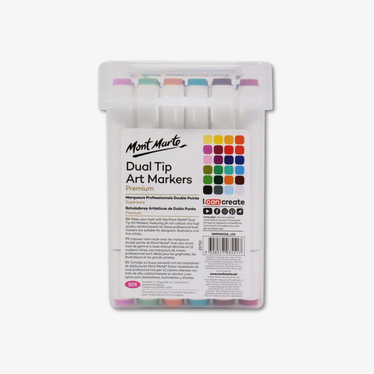 Mont Marte Dual Tip Art Marker Set Premium 24 Pcs MMPM0018