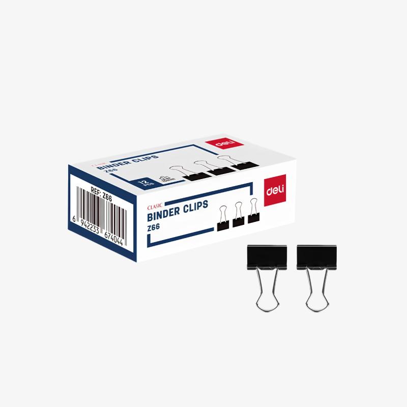 Deli Classic Binder Clips 15mm Z66 12 pcs