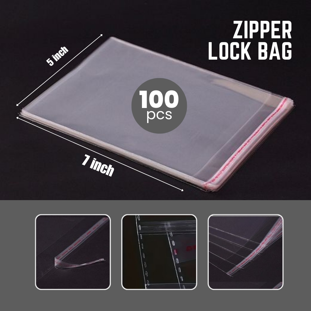 Resealable Zipper Bags 5×7 Inch Clear Plastic Lock Seal Storage 100 Pcss Pack