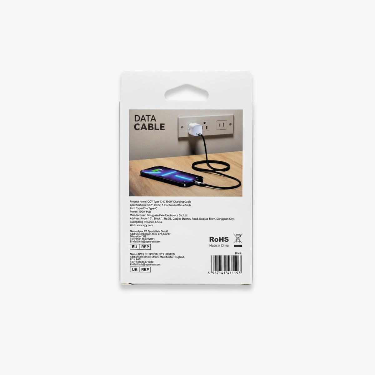 QCY 100W Super Fast Cable DC22 USB-C to USB-C 1.2M
