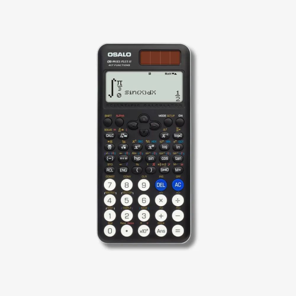 OSALO Scientific Calculator OS-991ES Plus 2nd Edition with 417 Functions 2 Line Written Display Solar & Battery Powered