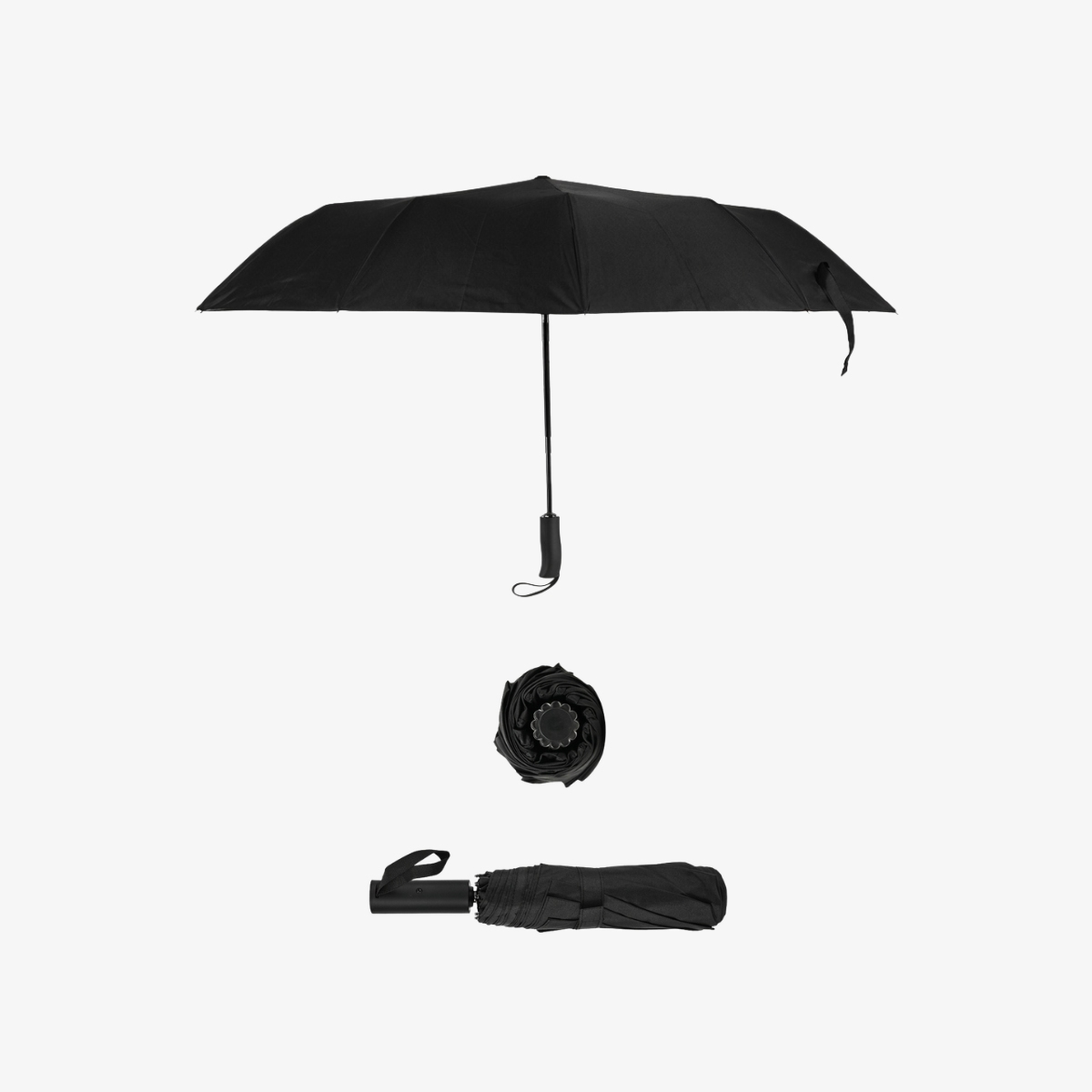 12 Ribs Automatic Folding Umbrella Black