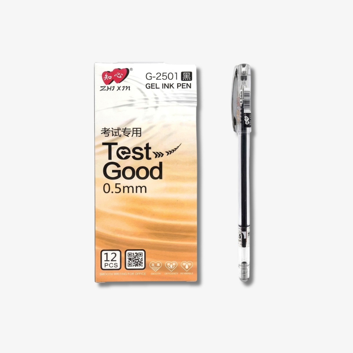 Test Good 0.5mm Black Gel Pen 12 Pcs Pack