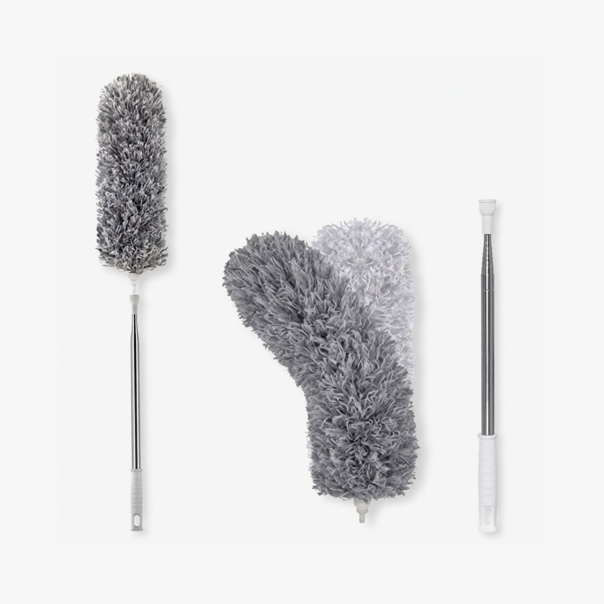 Extendable Microfiber Dusting Brush With Extension Pole 100 Inches, Cobweb Duster, Microfiber Dusters for High Ceilings and Fans, Blinds, Cars and Furniture