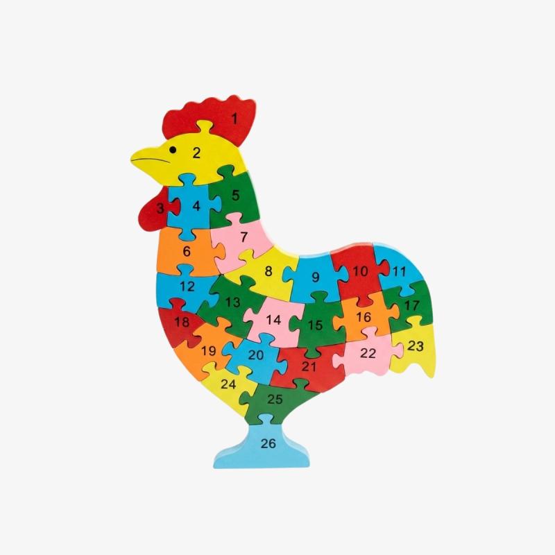 Wooden Chicken Educational Alphabet & Numbers Puzzle