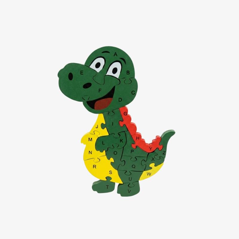 Wooden Dinosaur Educational Alphabet & Numbers Puzzle