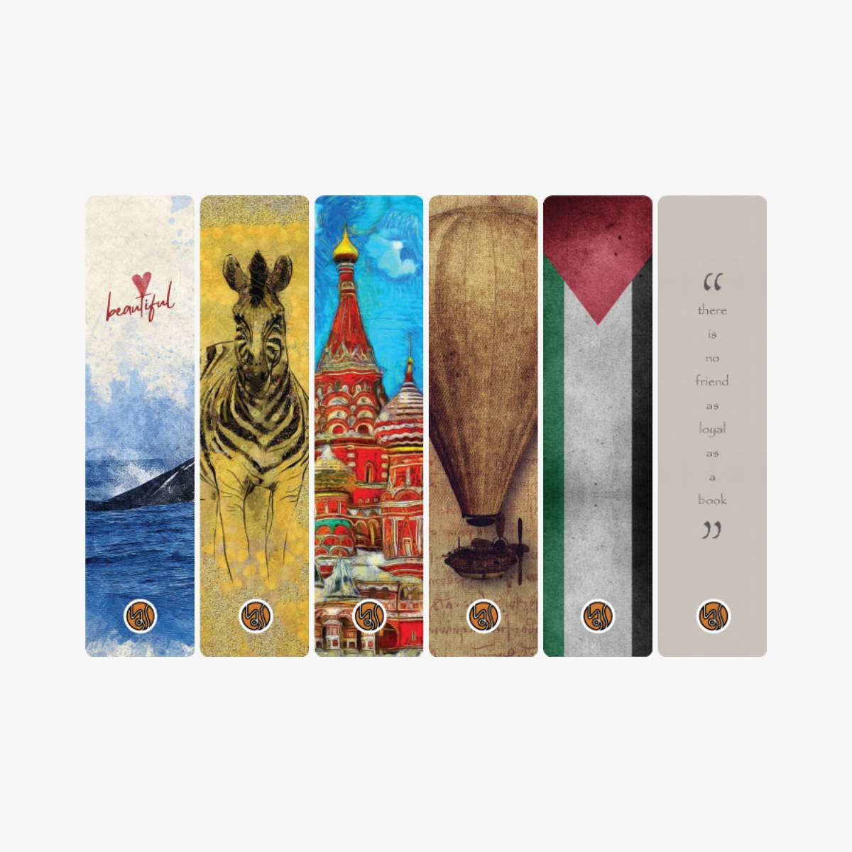 BOOKISH Beautiful Bookmarker 6 Pcs Set Art Card Minimal Bookmark