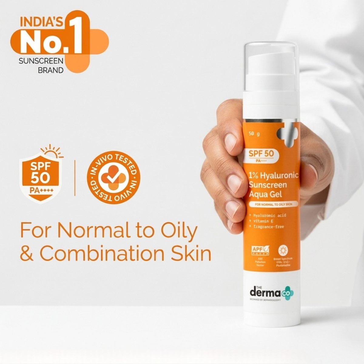 Derma 1% Hyaluronic Sunscreen Aqua Gel with SPF 50 PA++++ 50 gm