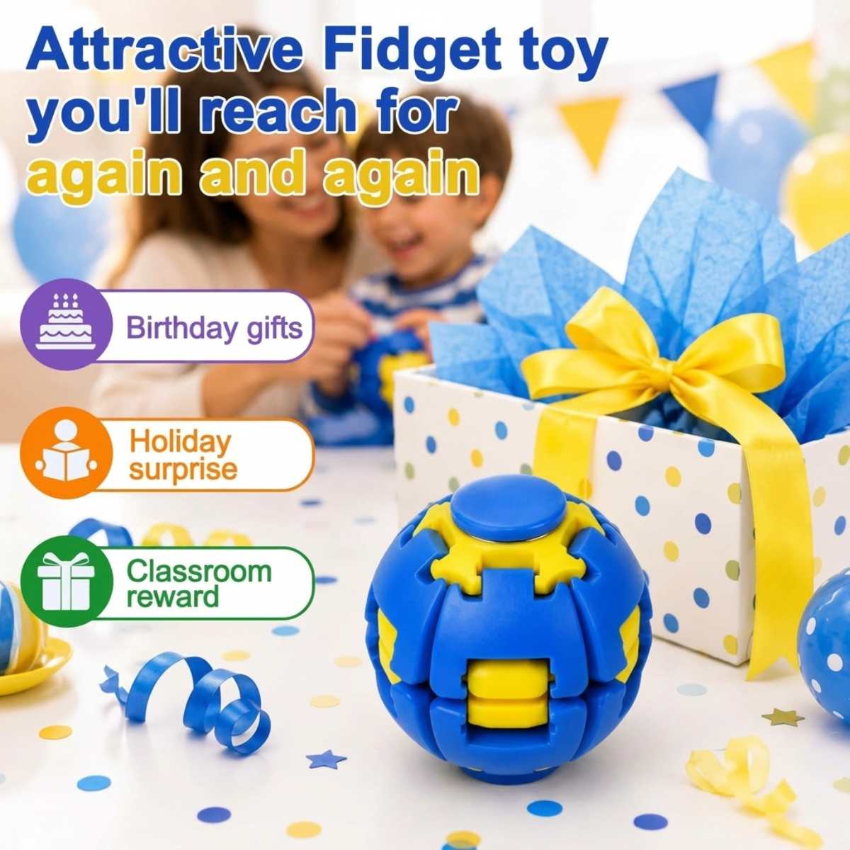 Press to Spin Fidget Ball Random Color 1 Pc