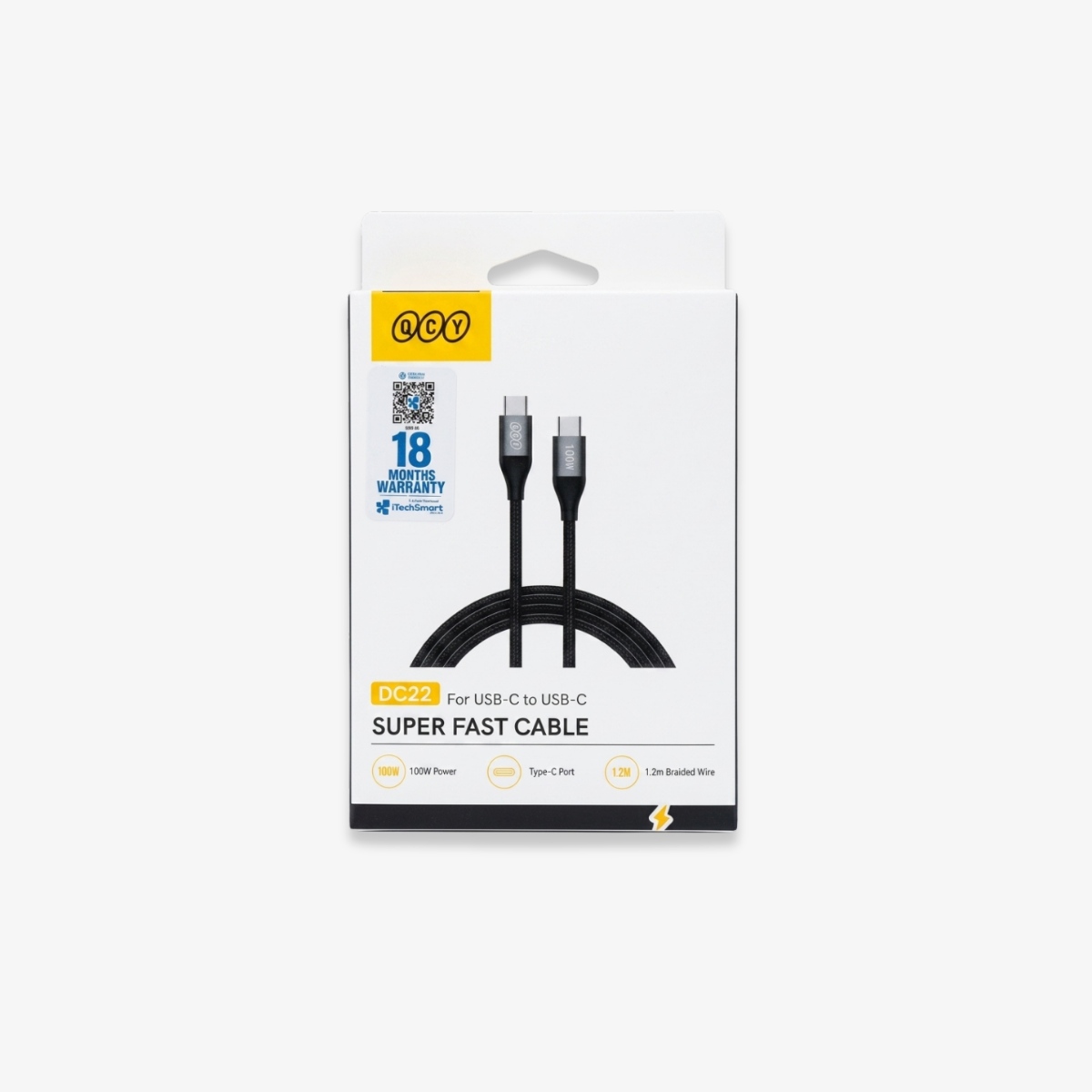 QCY 100W Super Fast Cable DC22 USB-C to USB-C 1.2M