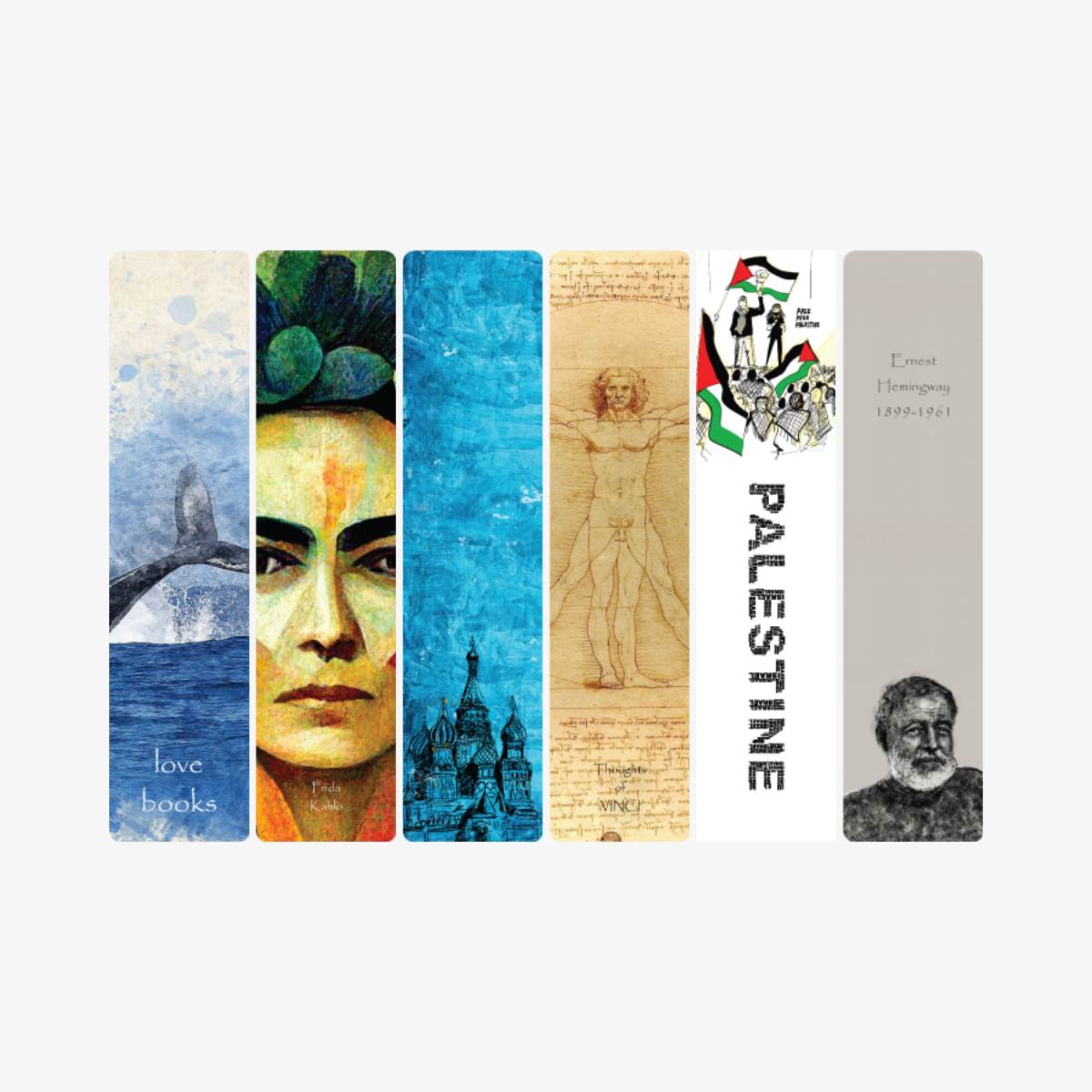 BOOKISH Beautiful Bookmarker 6 Pcs Set Art Card Minimal Bookmark