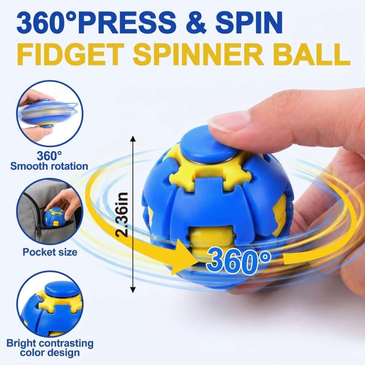 Press to Spin Fidget Ball Random Color 1 Pc