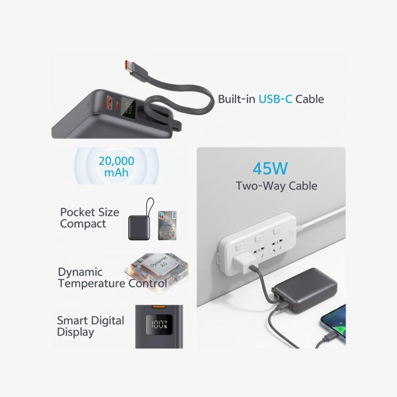 QCY 45W 20000mAh PD Fast Charging Power Bank PB20A
