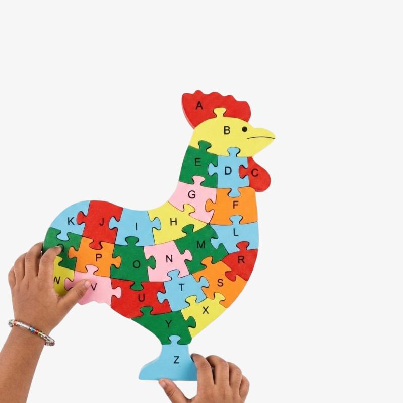 Wooden Chicken Educational Alphabet & Numbers Puzzle