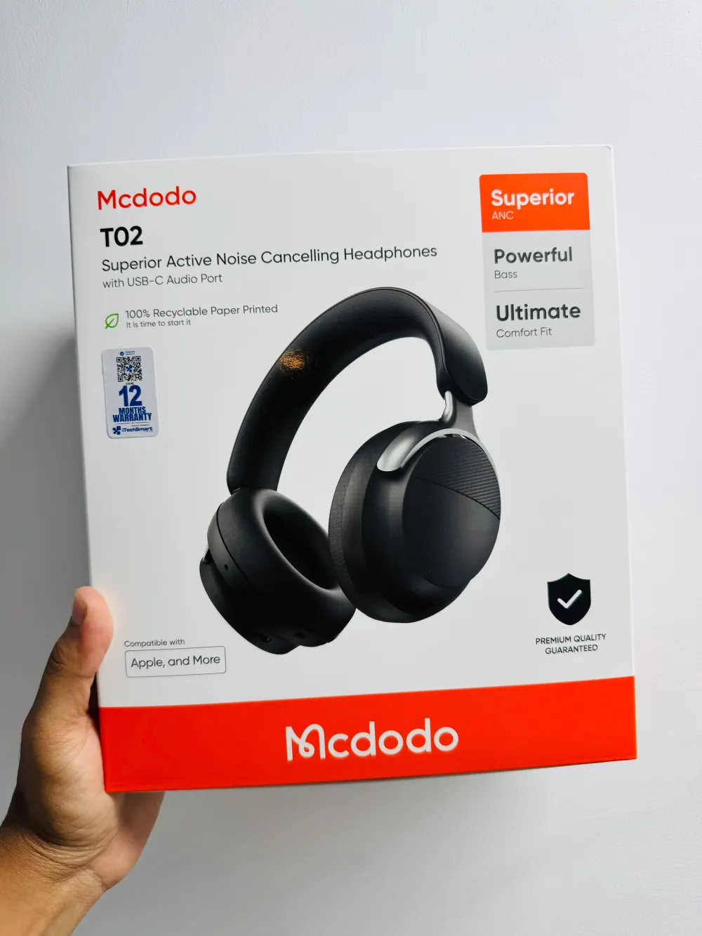 Mcdodo T02 Superior Active Noise Cancelling Overhead Earphone with Type-C Audio Port (HP-1420)