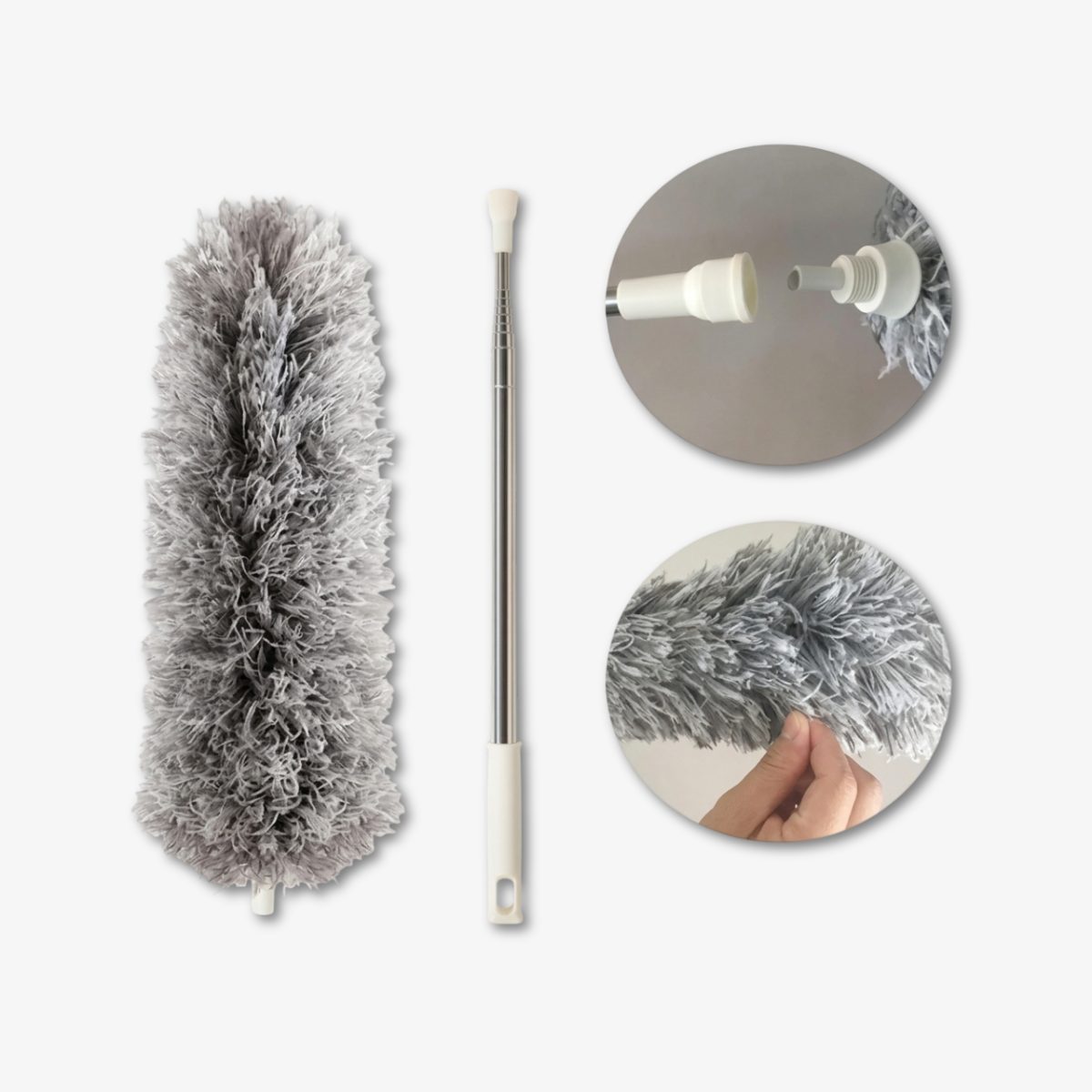 Extendable Microfiber Dusting Brush With Extension Pole 100 Inches, Cobweb Duster, Microfiber Dusters for High Ceilings and Fans, Blinds, Cars and Furniture
