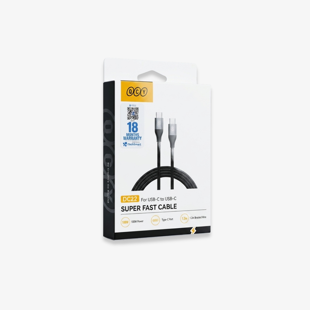 QCY 100W Super Fast Cable DC22 USB-C to USB-C 1.2M