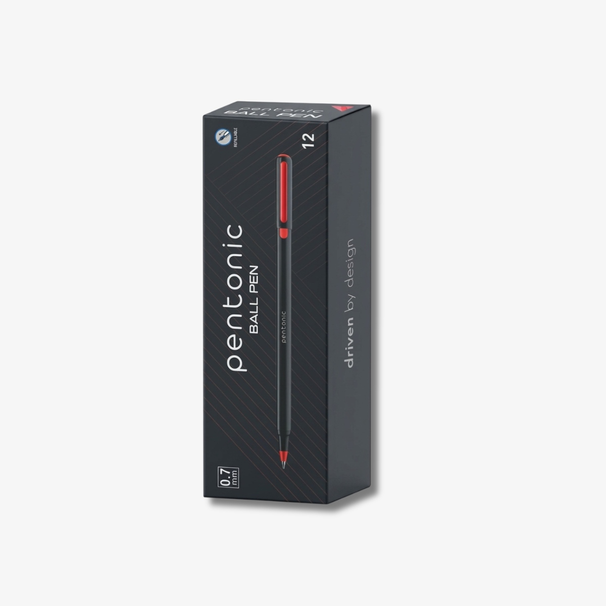 Pentonic 0.7mm Ballpoint Pen Red 12 Pcs Pack