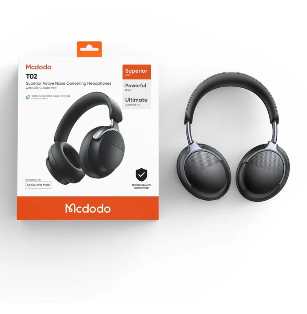 Mcdodo T02 Superior Active Noise Cancelling Overhead Earphone with Type-C Audio Port (HP-1420)