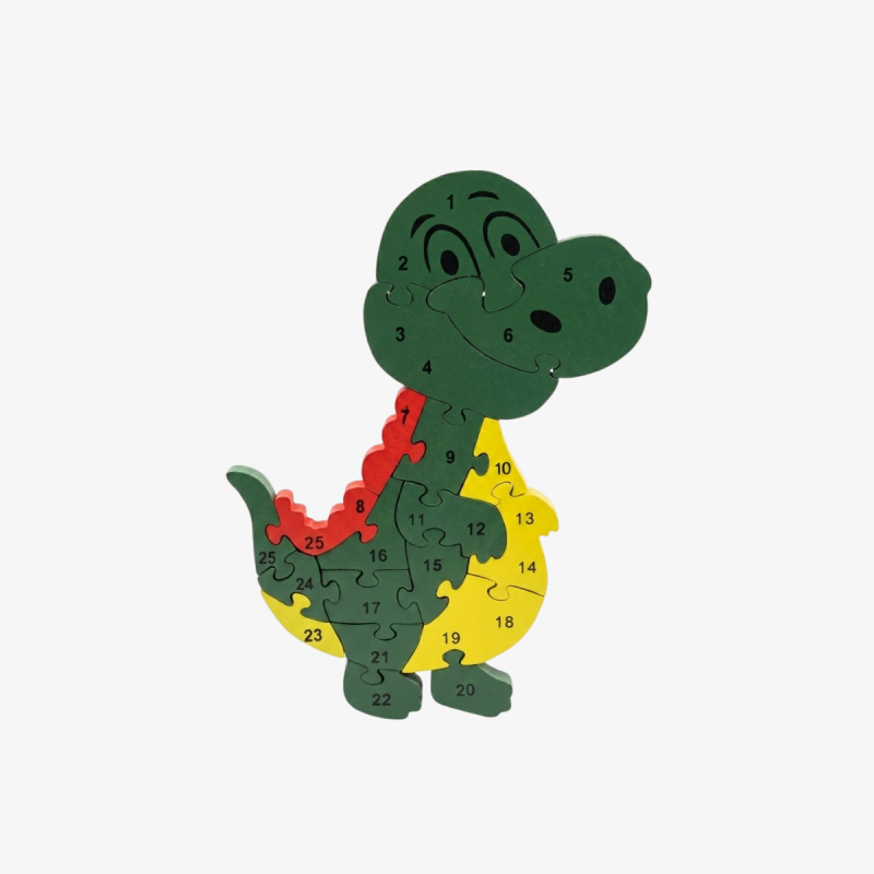 Wooden Dinosaur Educational Alphabet & Numbers Puzzle
