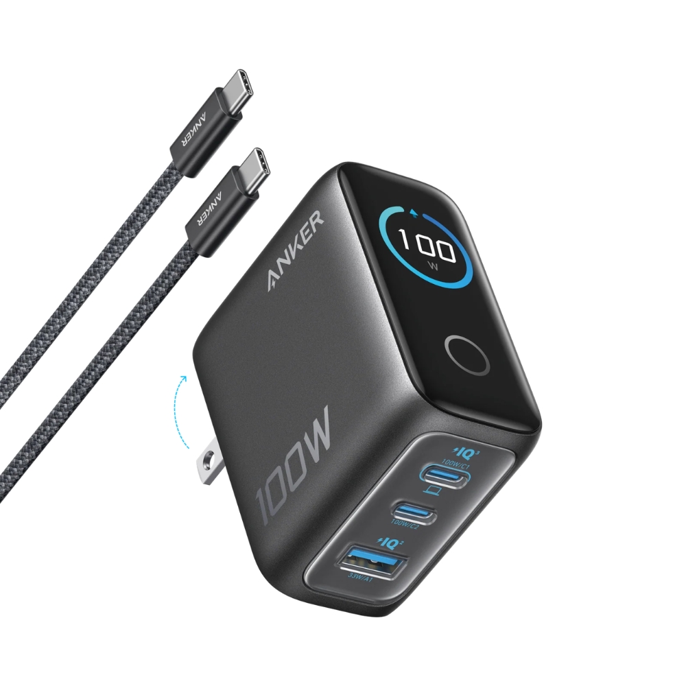 Anker Zolo 100W 3 Port Digital Display with C-C 100W Cable Power Adapter 1 Pc